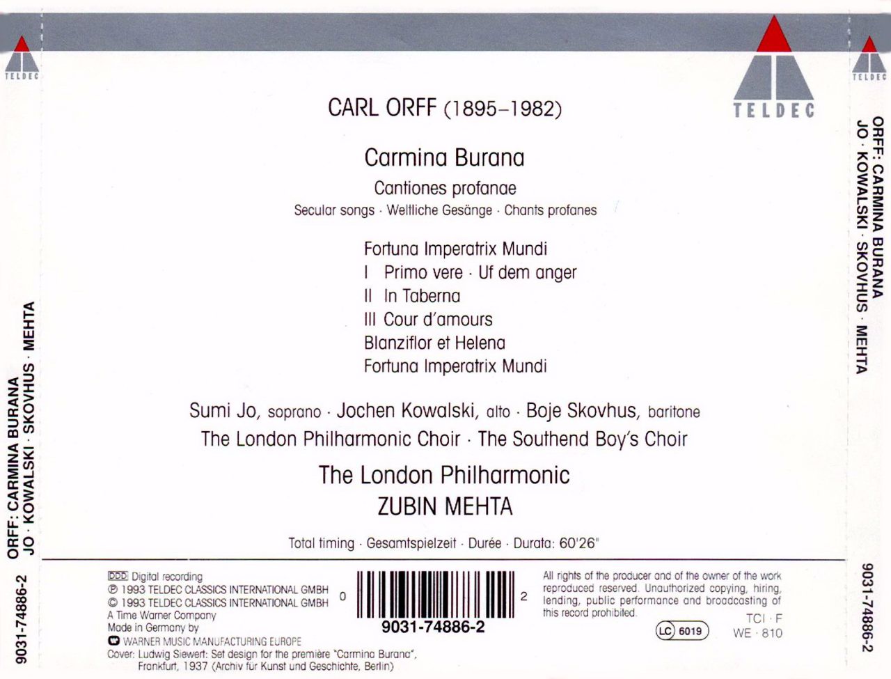 Carl Orff  Carmina Burana back