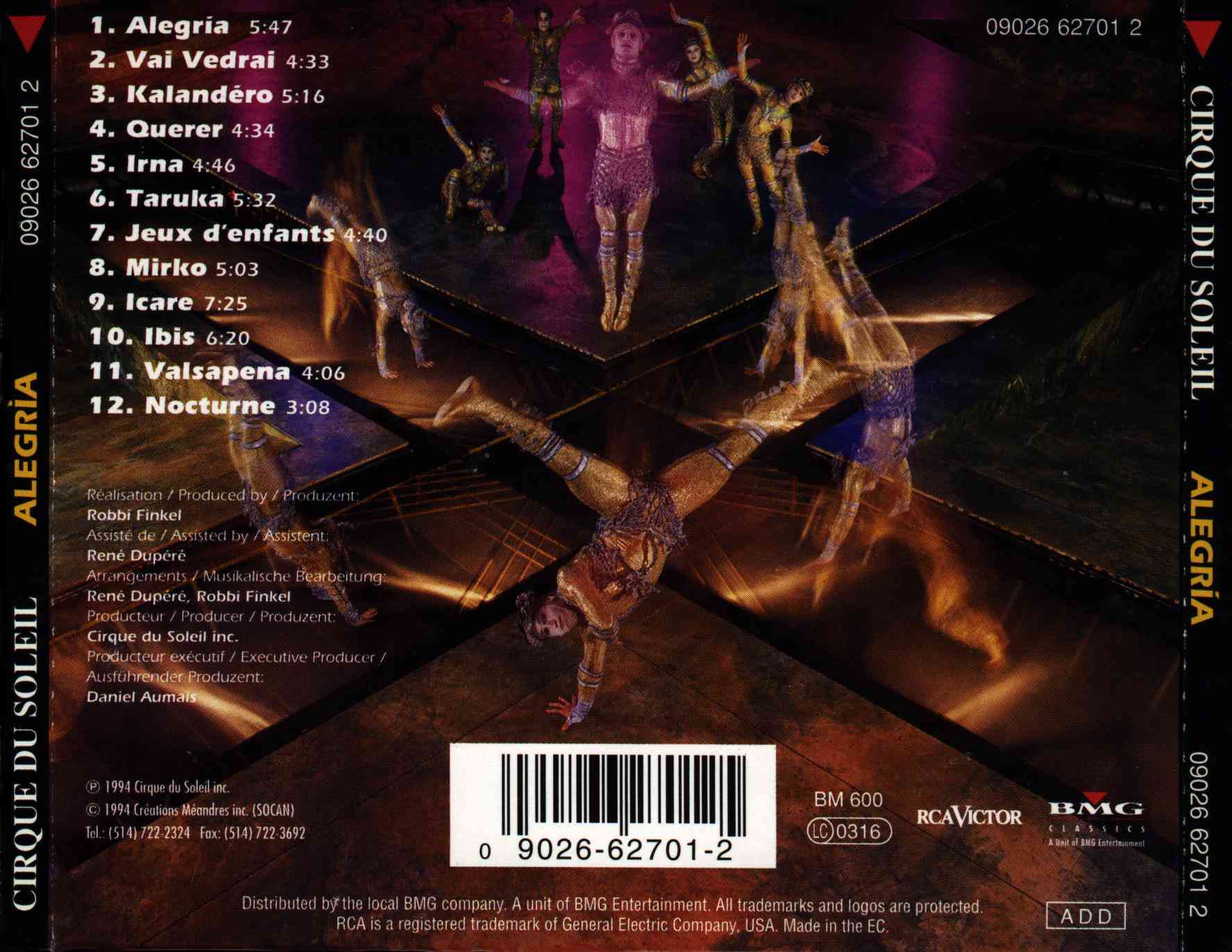 Cirque Du Soleil  Alegria back