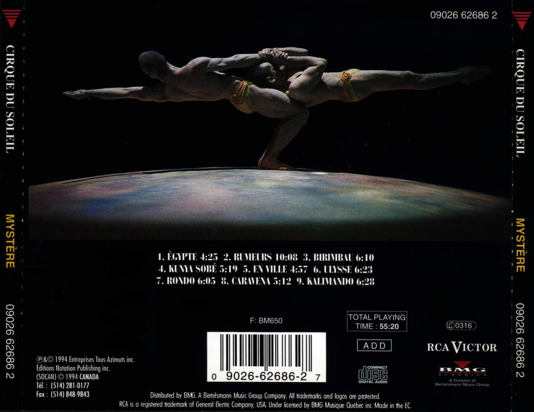 Cirque Du Soleil  Mystere back