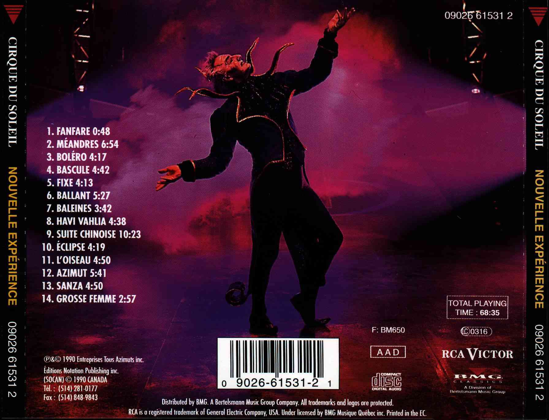 Cirque Du Soleil  Nouvelle Expérience back