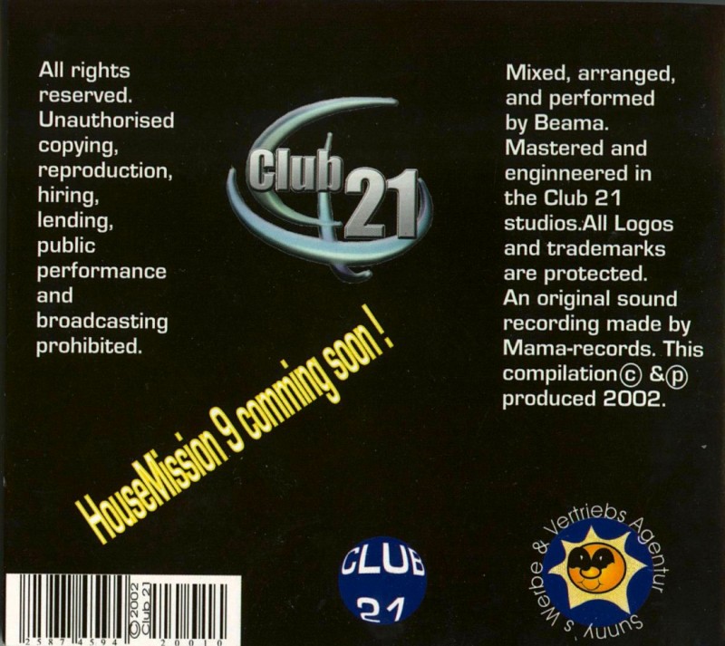 Club 21  House Mission 08 Back