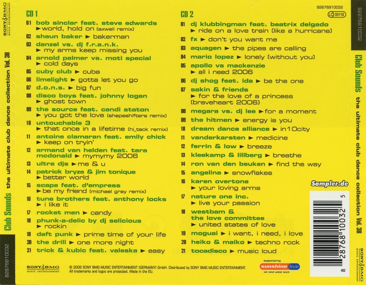 Club Sounds Vol 38 Back