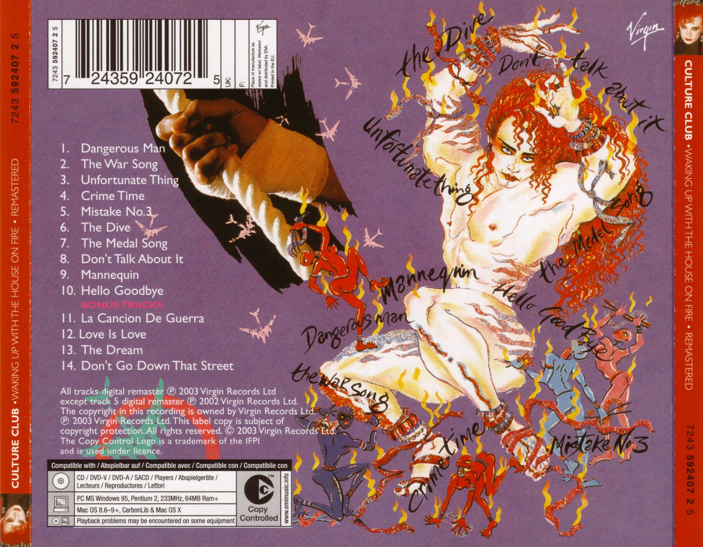 Culture Club Waking Up With The House On Fire back | CD Covers