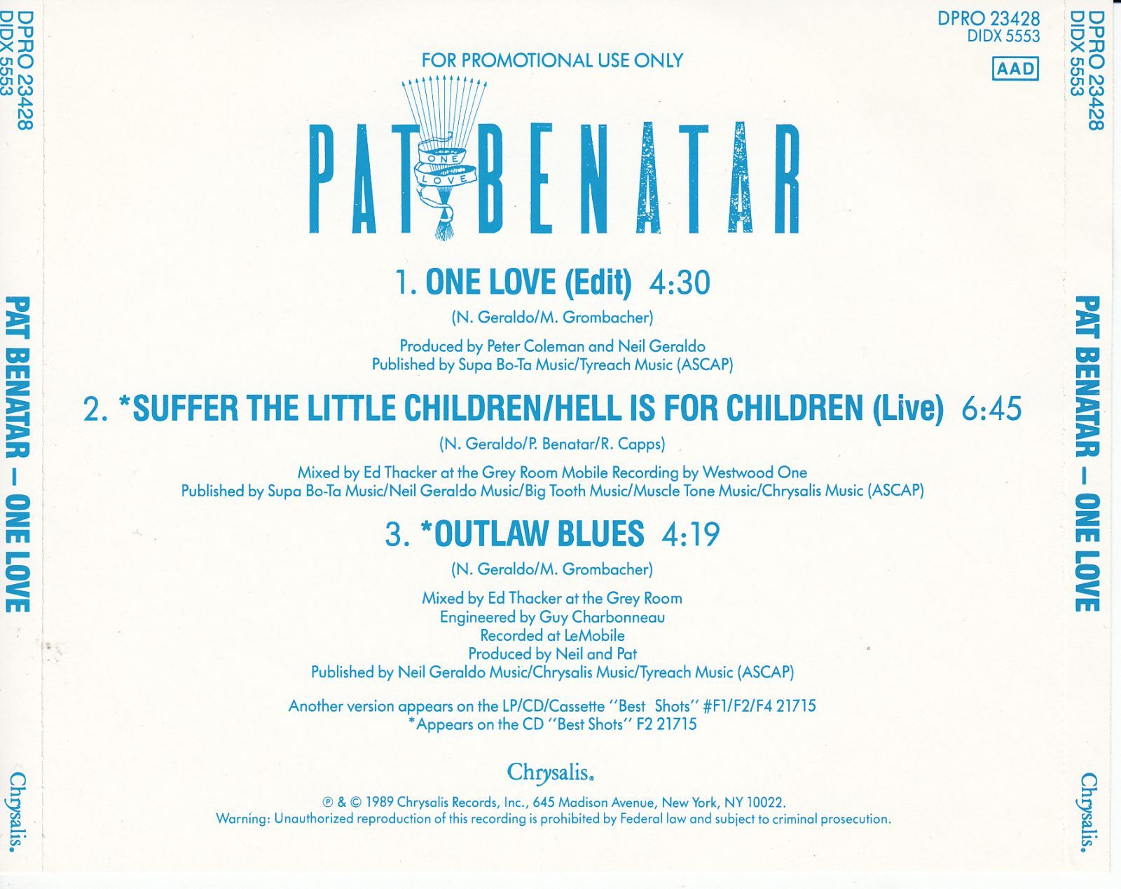 cd one love pat benatar