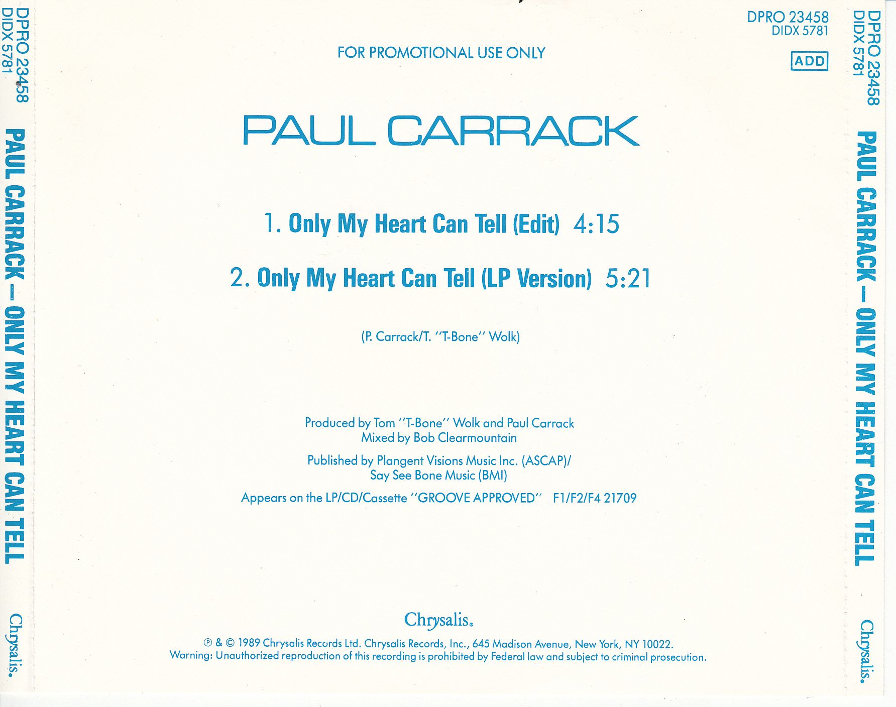 cd only my heart can tell paul carrack