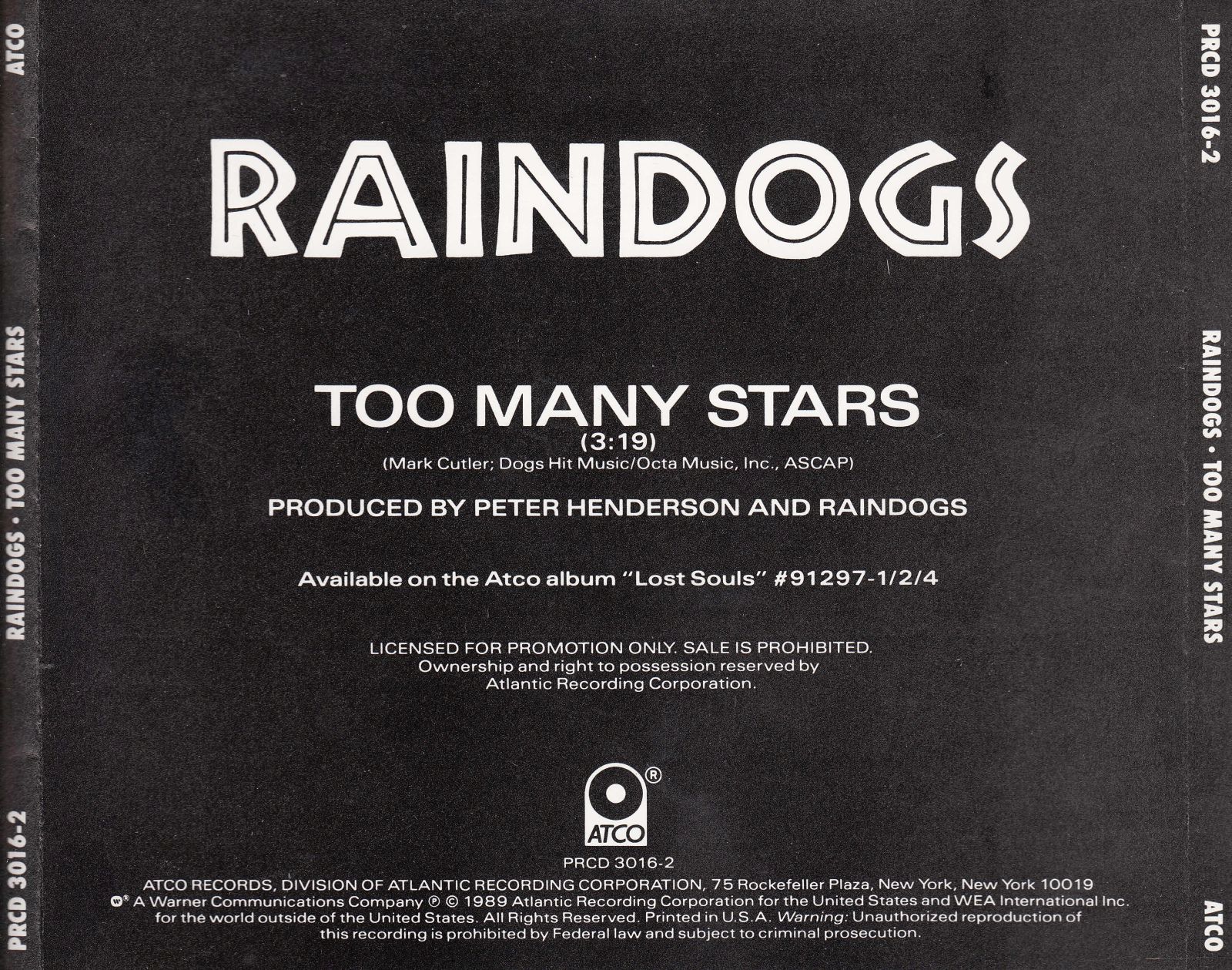 cd single from lost souls the raindoggs