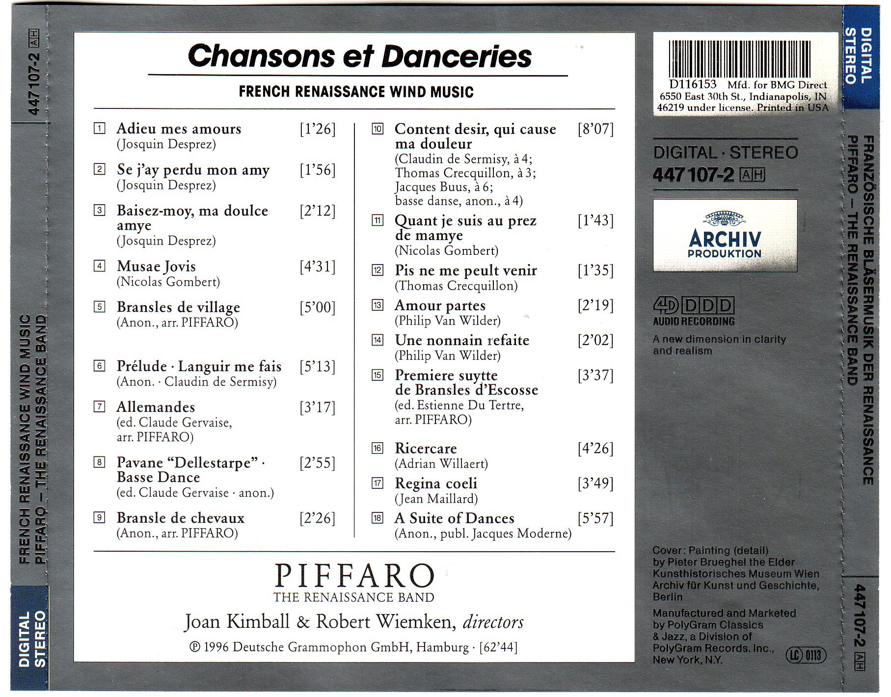 chansons et danceries french renaissanc 