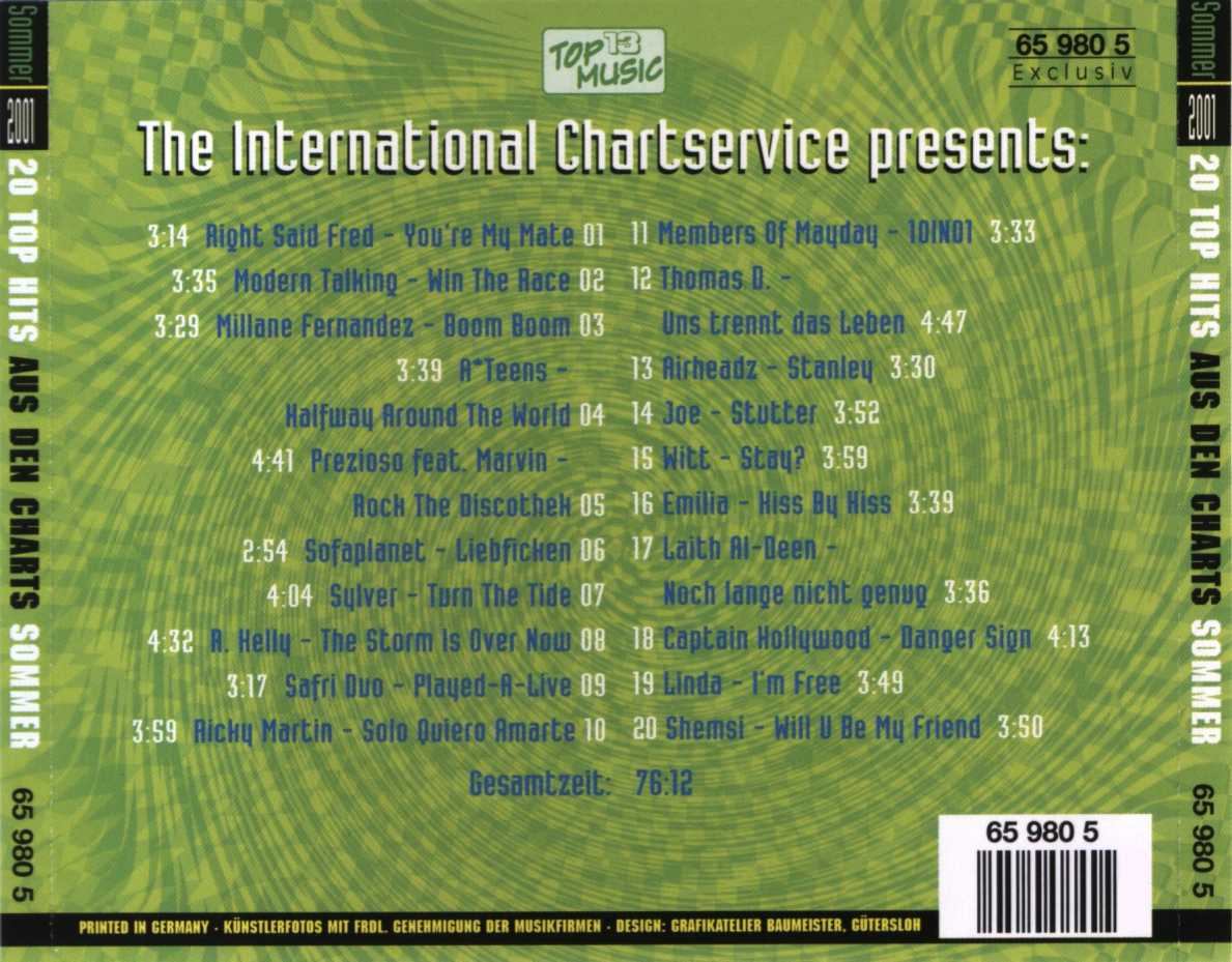 chart boxx  sommer extra 2001 b