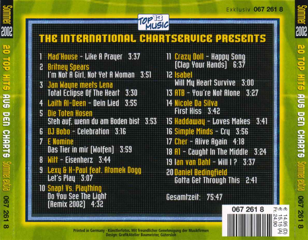 chart boxx  sommer extra 2002 b