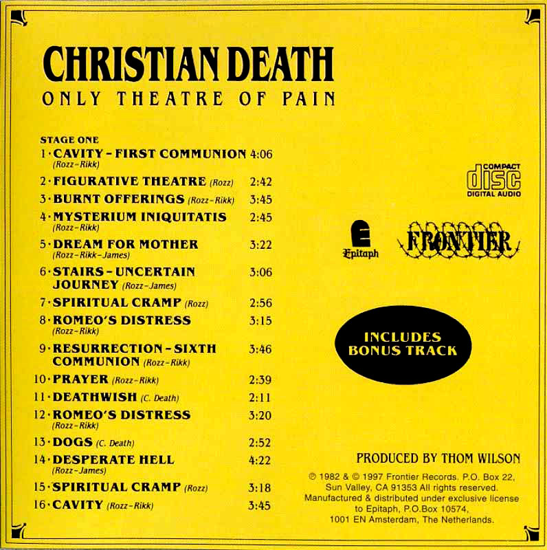 christian death only theatre of pain inside