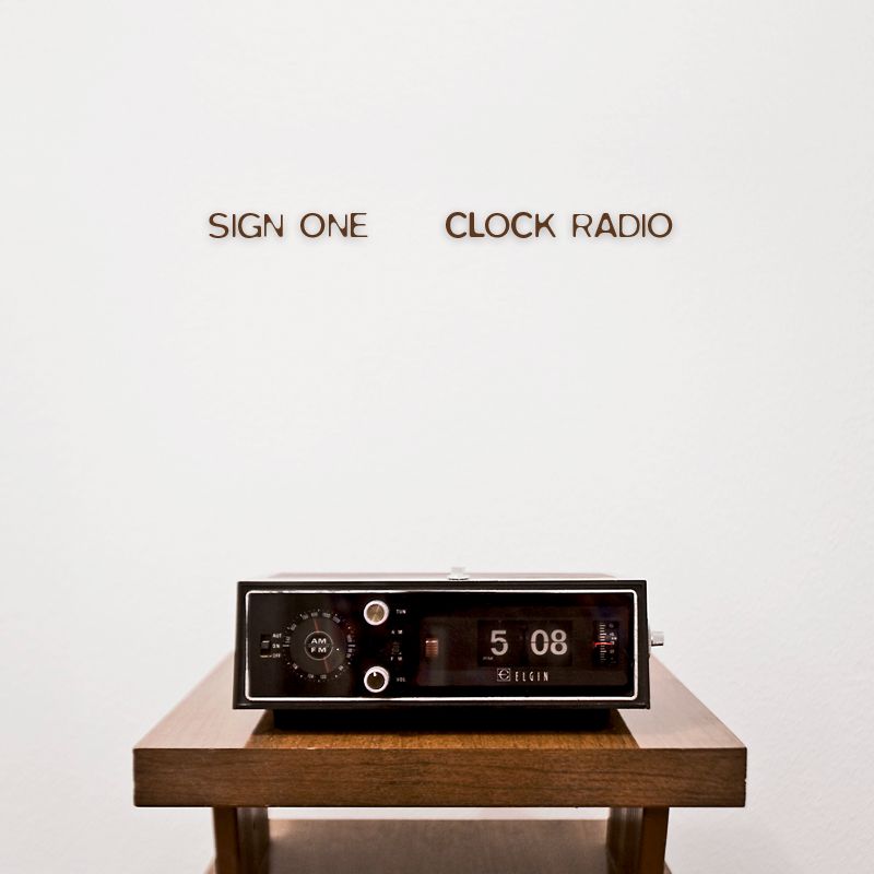 clock radio sign one  