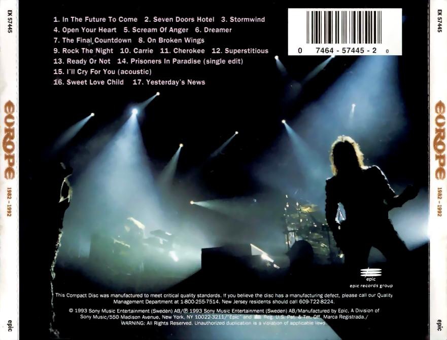 Europe 1982 1992 Back