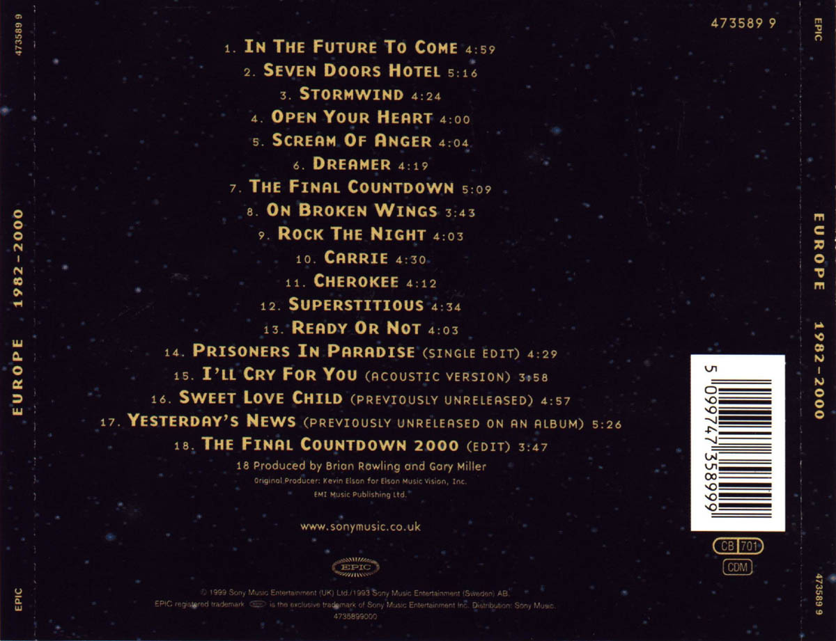 Europe 1982 2000 Back