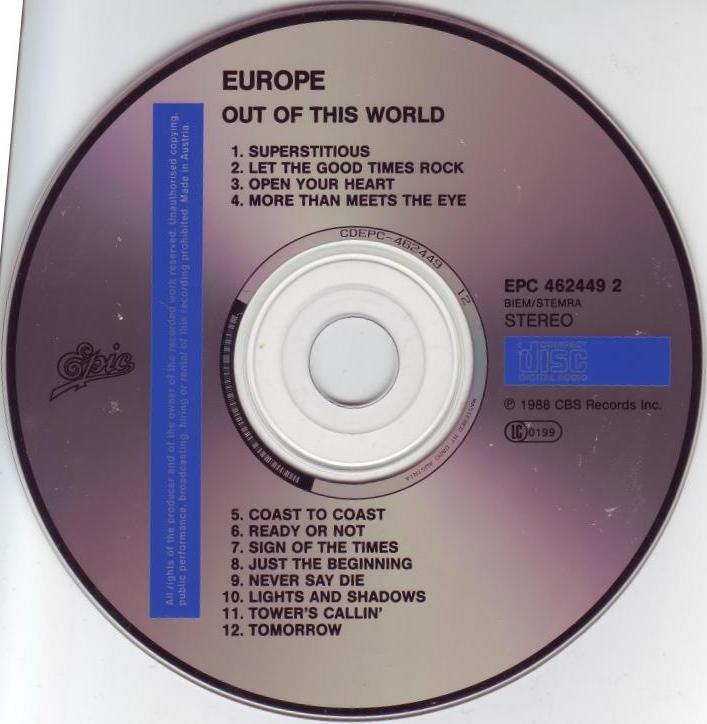 Europe OutOfThisWorld CD