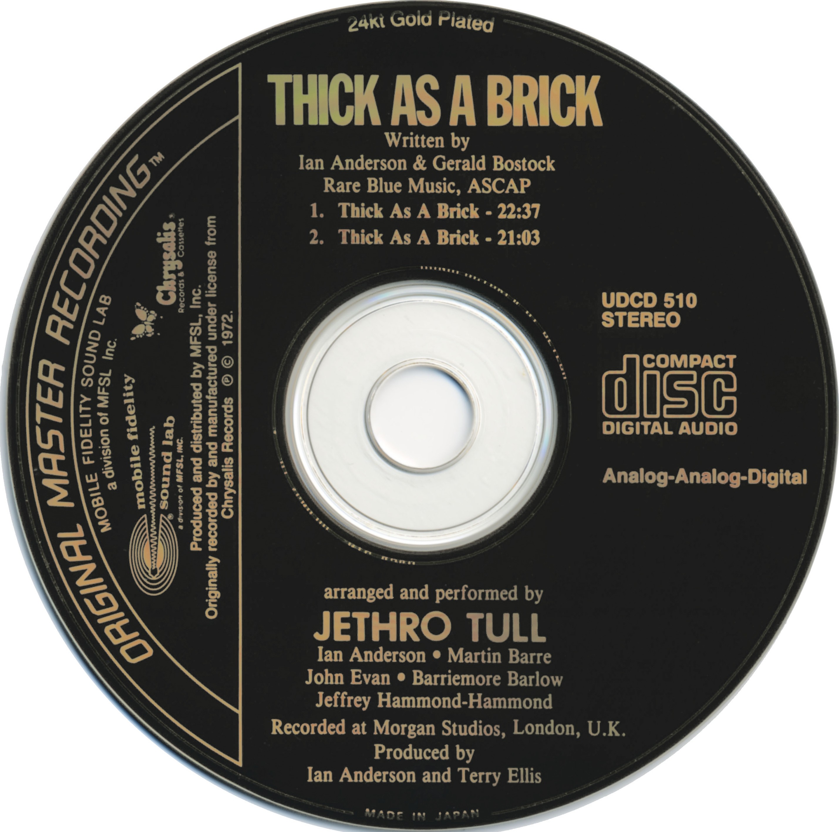 Jethro Tull  Thick As A Brick cd 
