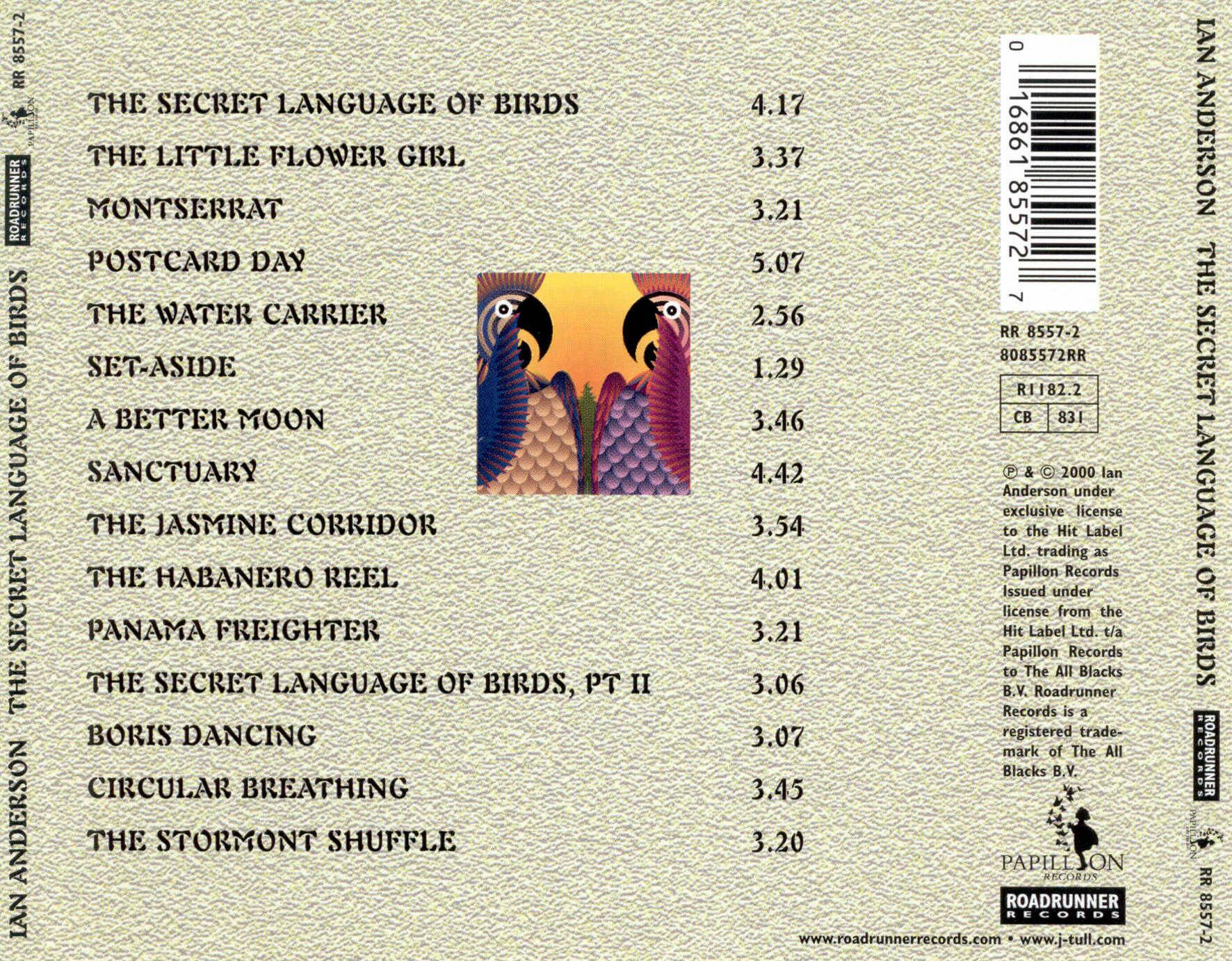 Jethro Tull Ian Anderson  The Secret Language Of Birds back 