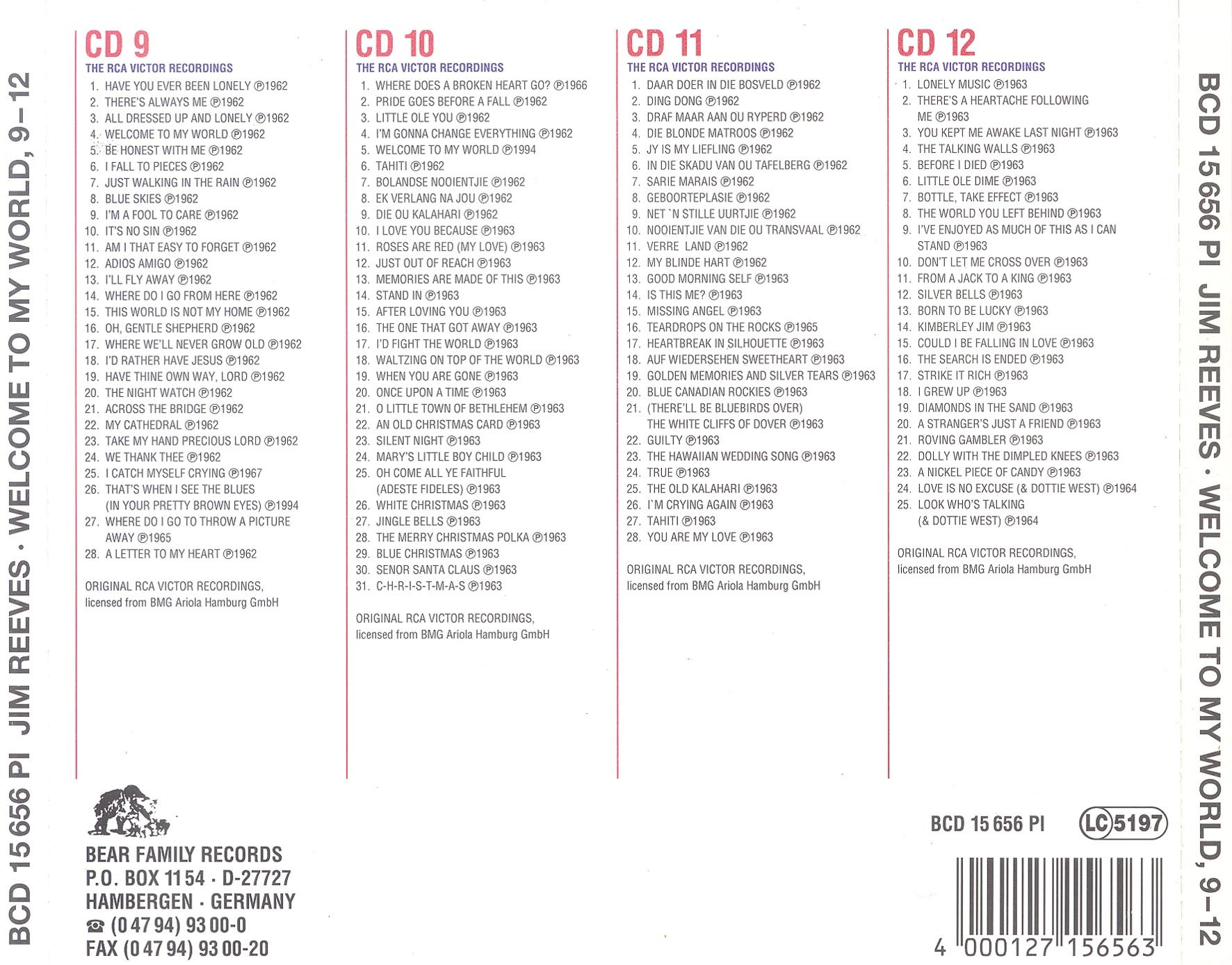Jim Reeves  Welcome To My World CD 09 12 back 