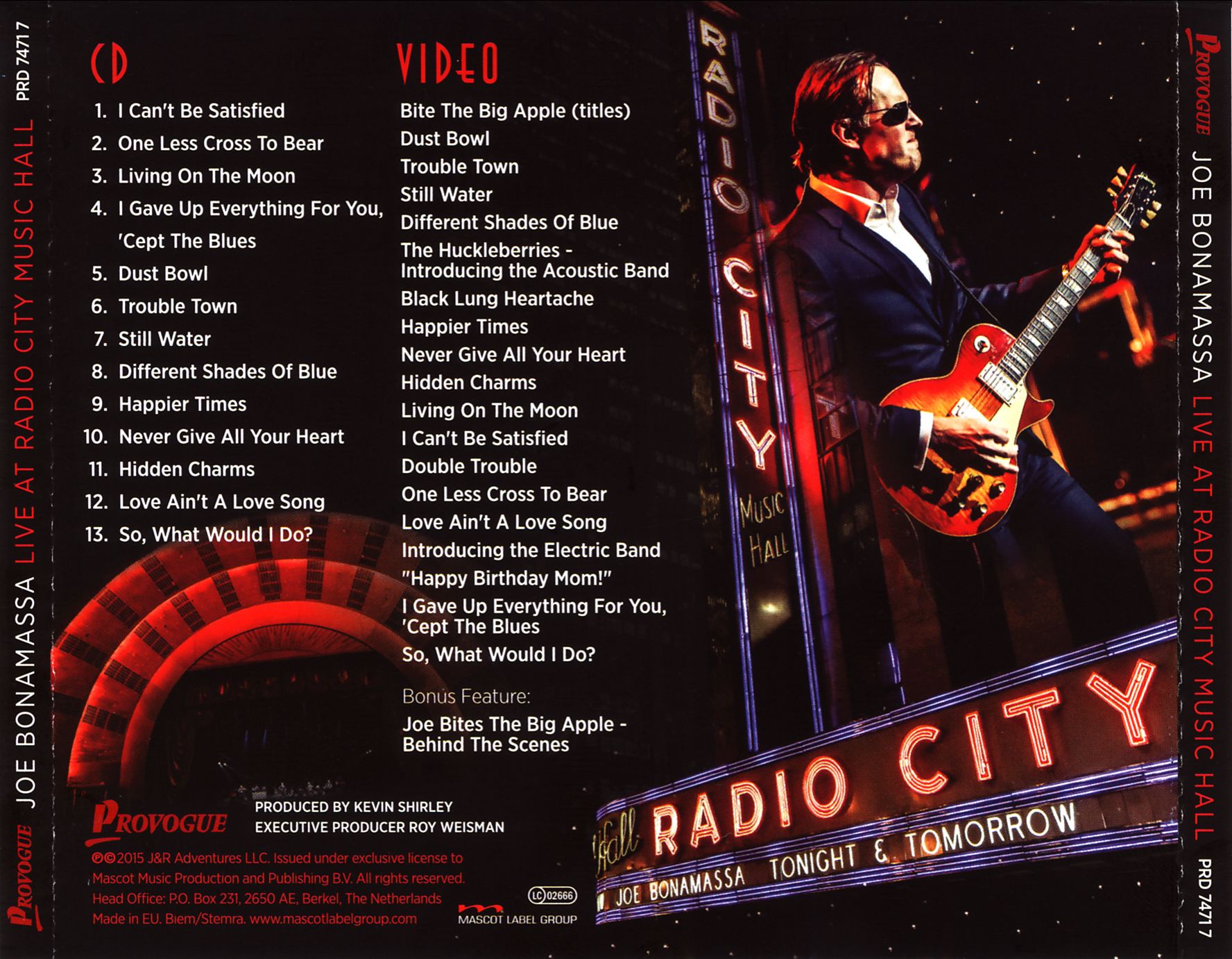 Joe Bonamassa  Live At Radio City Music Hall back 