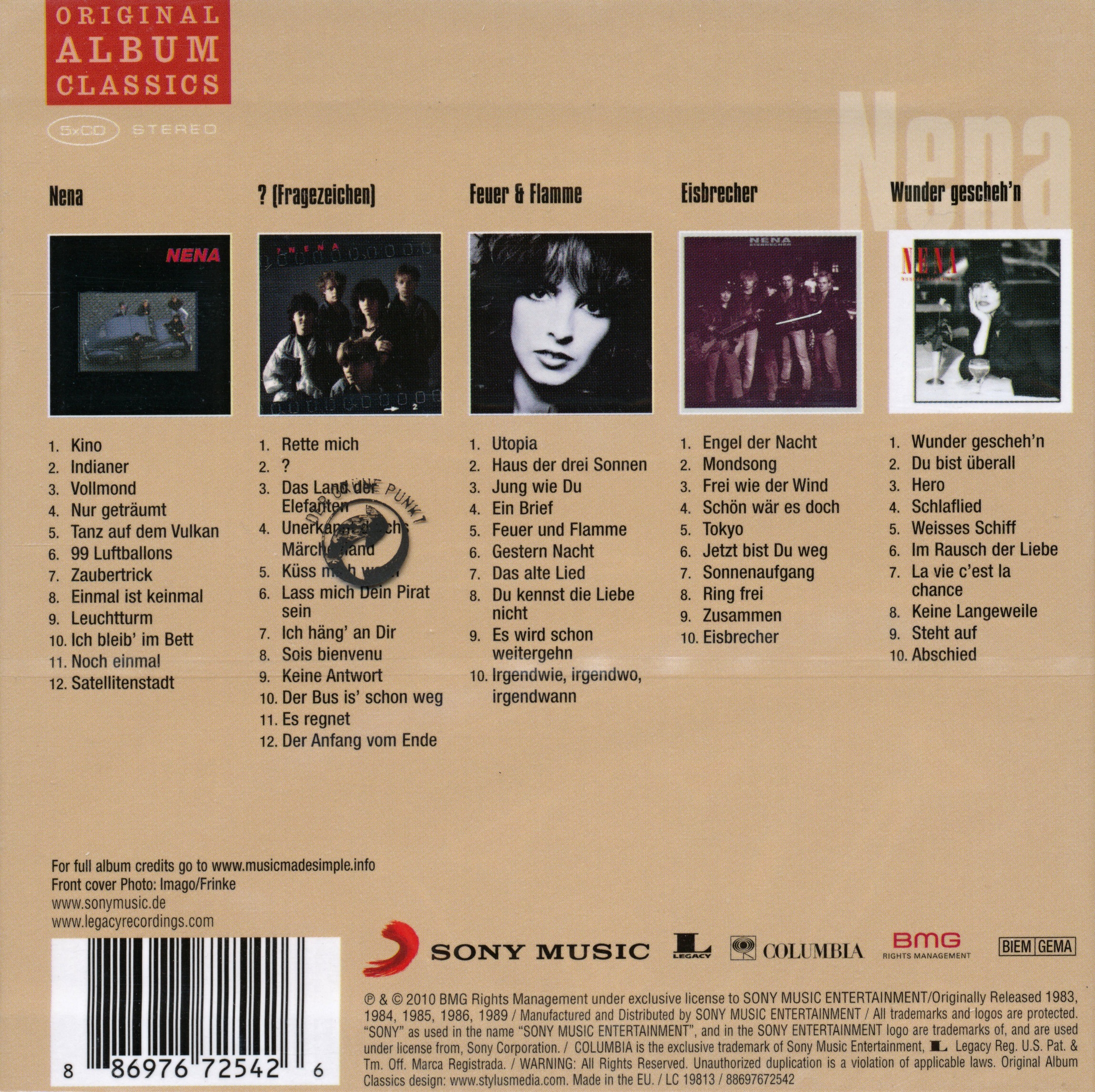 Nena Original Album Classics Box back.