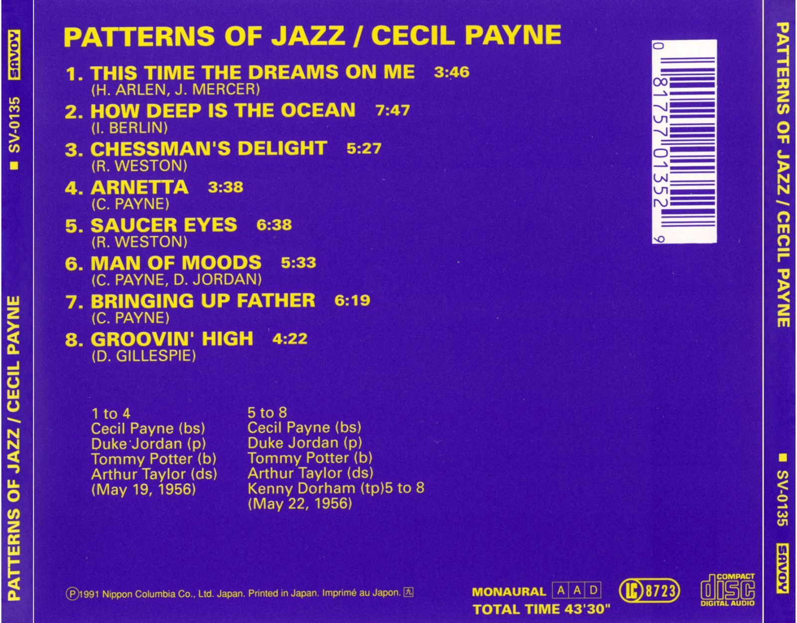 patterns of jazz cecil payne 