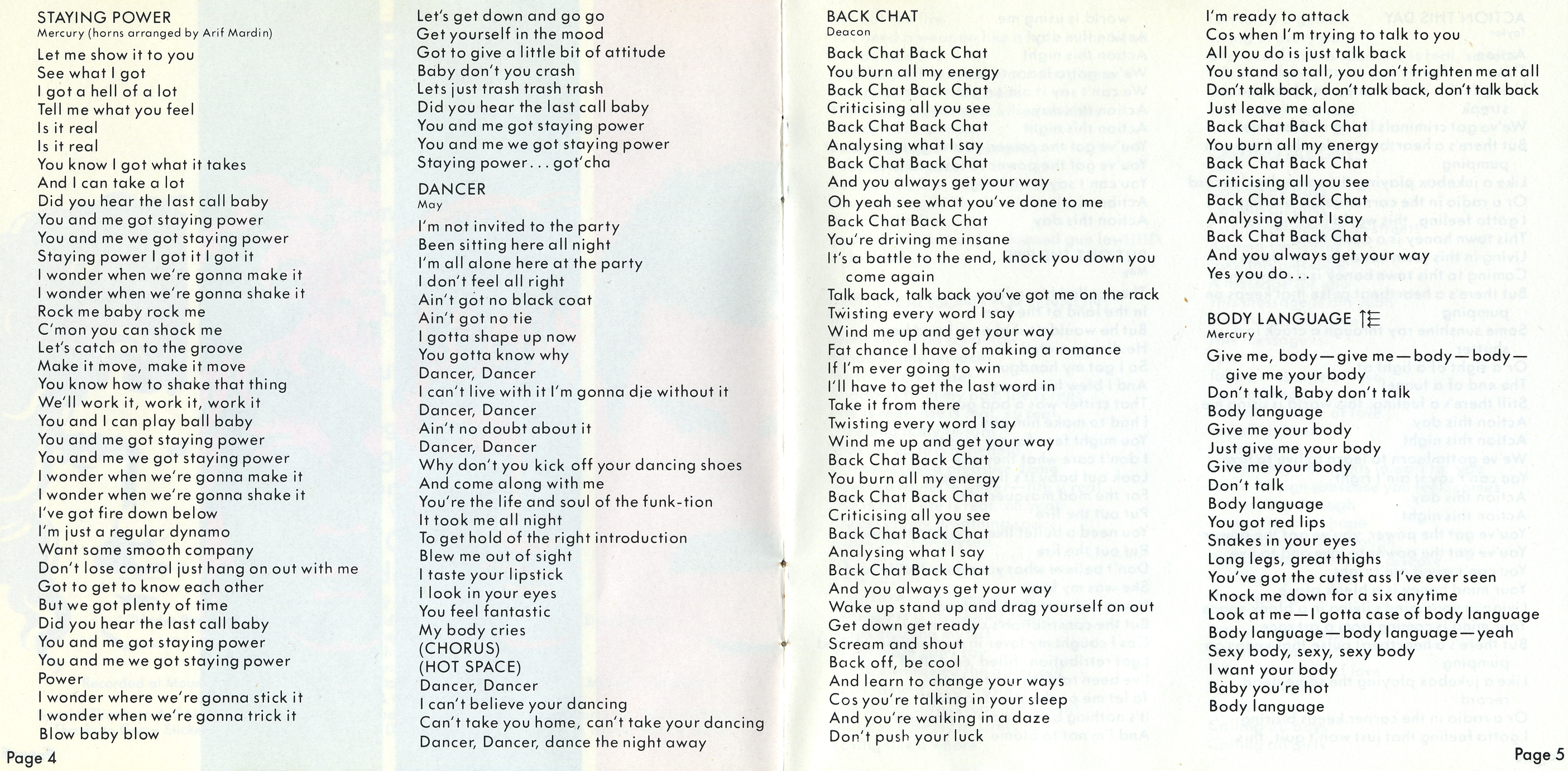 Queen  Hot Space booklet3 