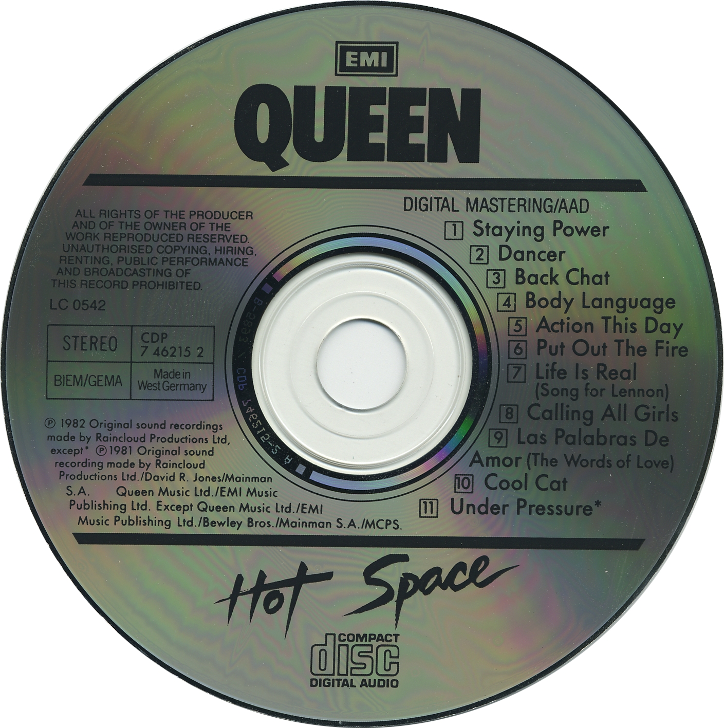 Queen  Hot Space cd 