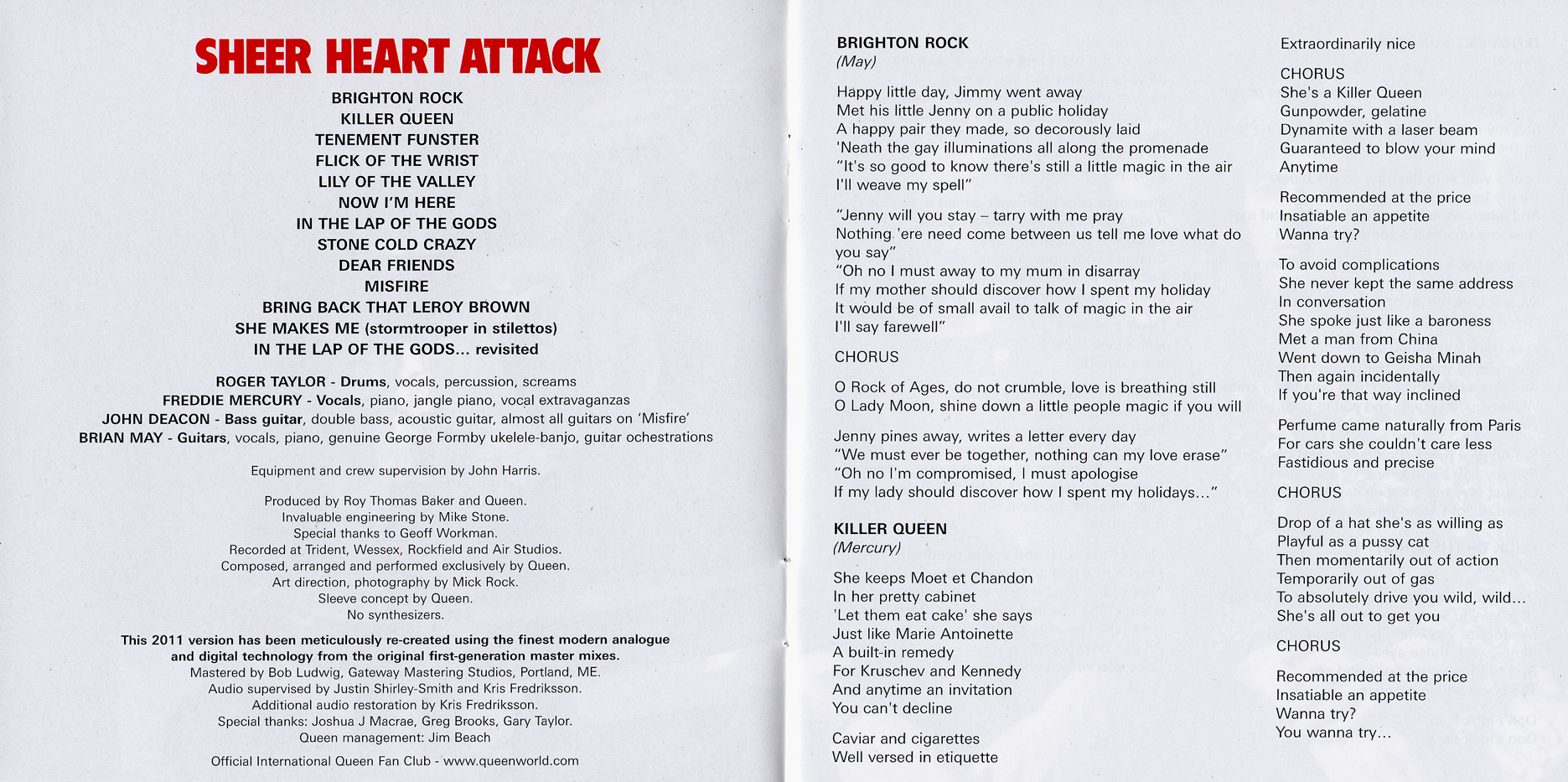 Queen  Sheer Heart Attack Remastered booklet2 