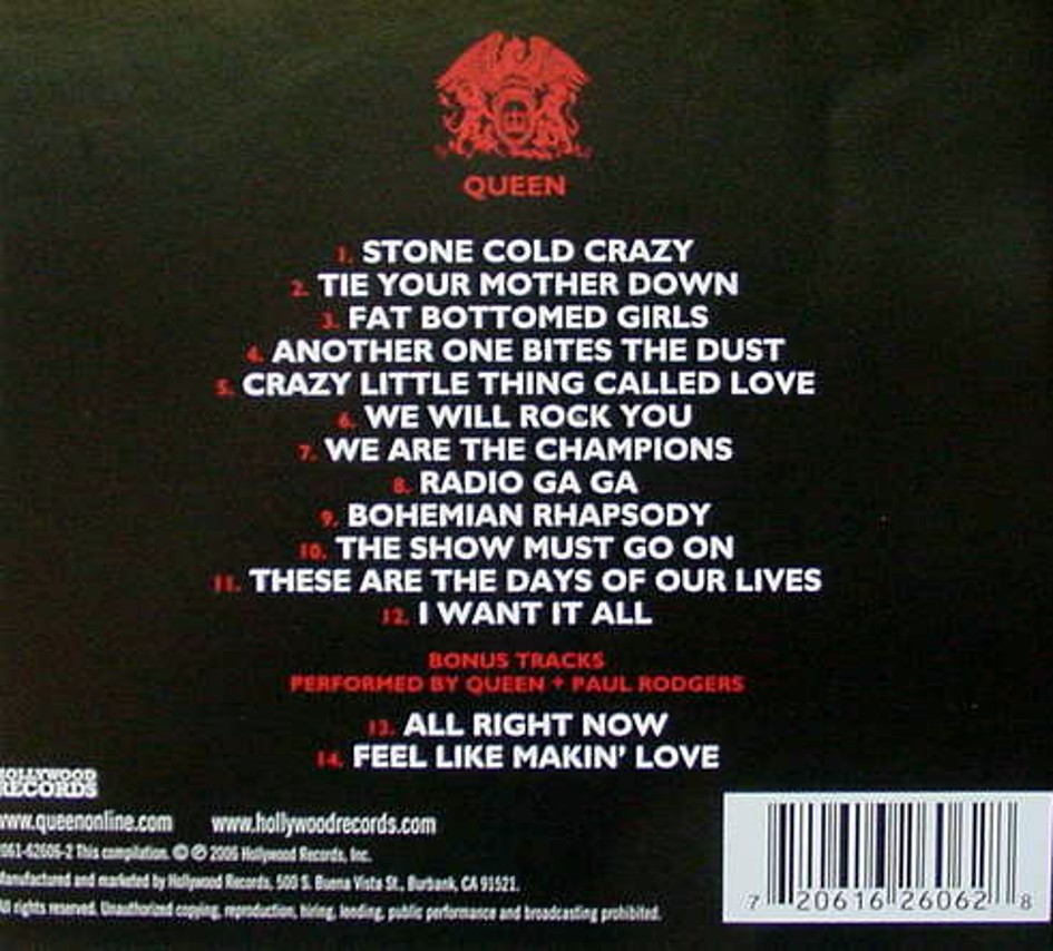 Queen  Stone Cold Classics back 