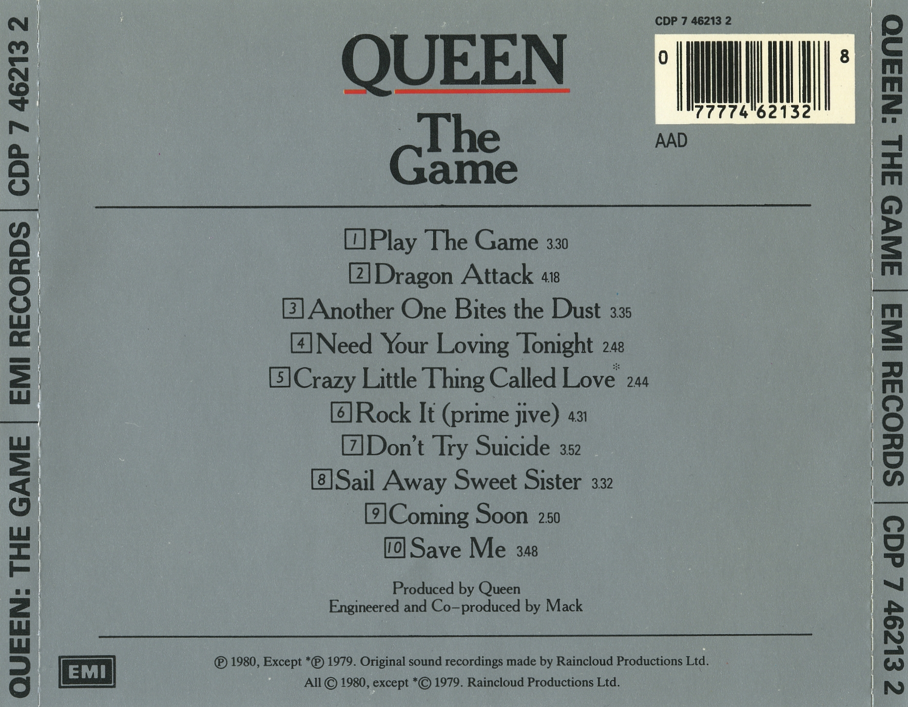 Queen  The Game back 