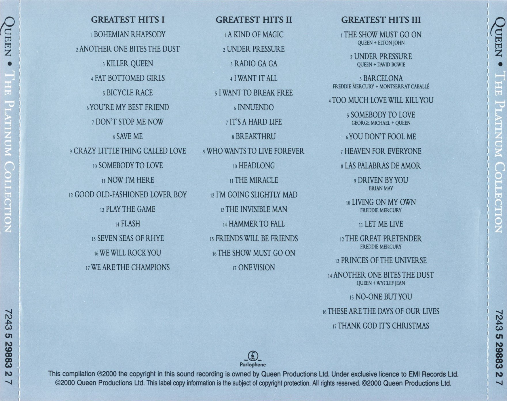 Queen  The Platinum Collection back 