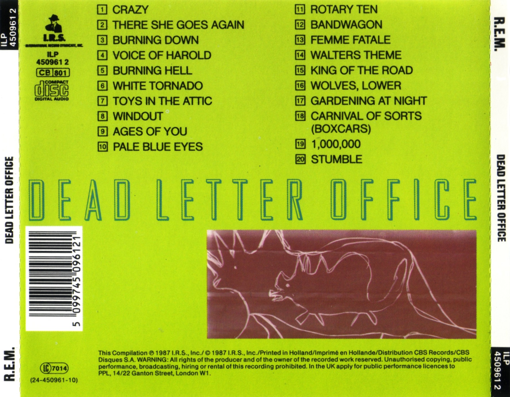 R E M Dead Letter Office back | CD Covers | Cover Century | Over