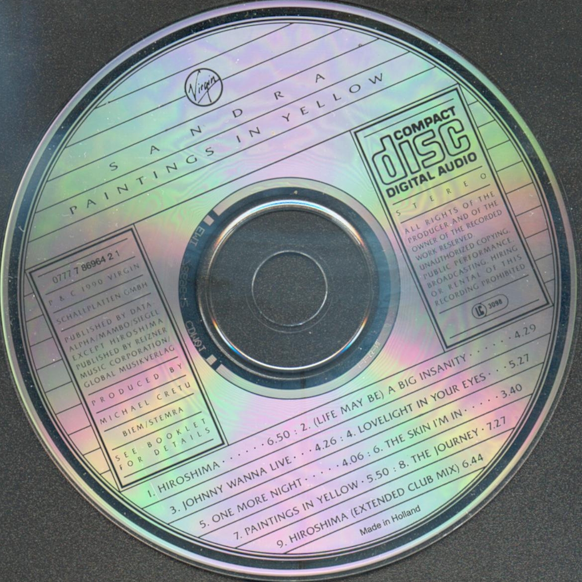 Sandra  Paintings In Yellow cd 