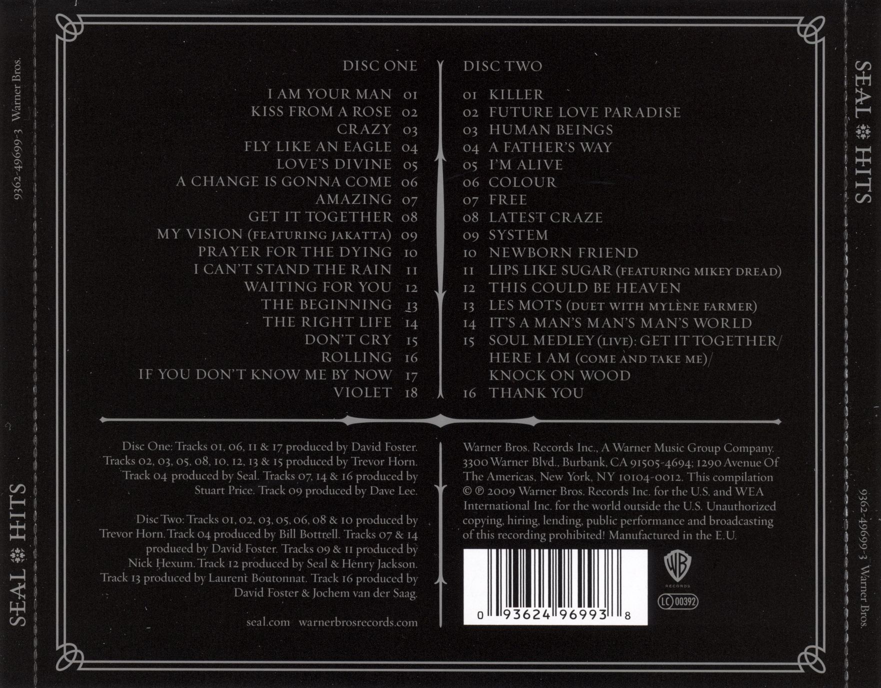 Seal  Hits Deluxe Edition back 