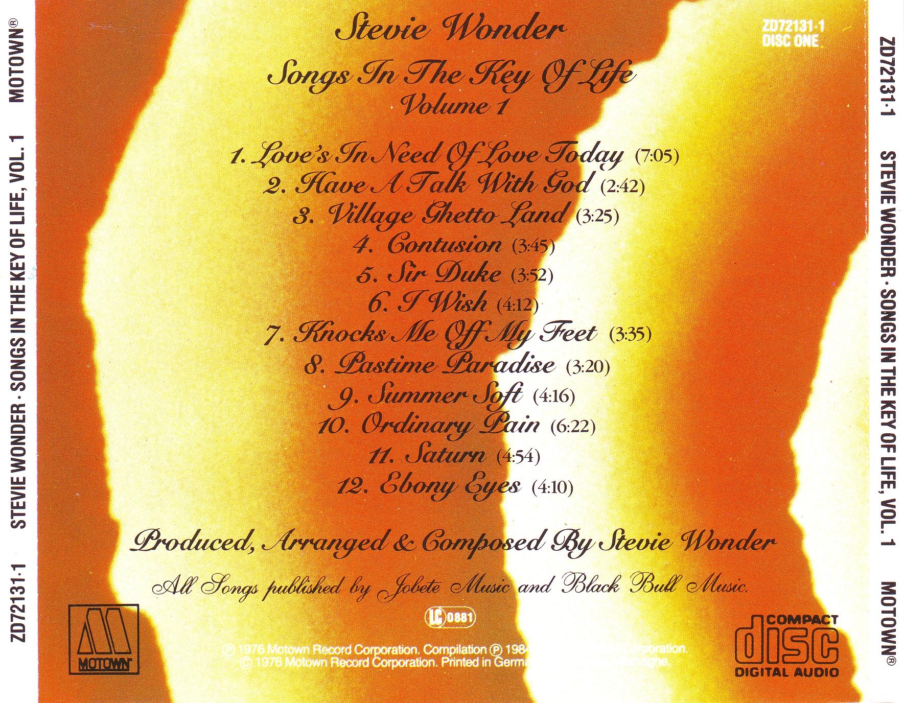 Stevie Wonder Songs In The Key Of Life Cd 1 Back Cd Covers Cover Century Over 500 000 Album Art Covers For Free