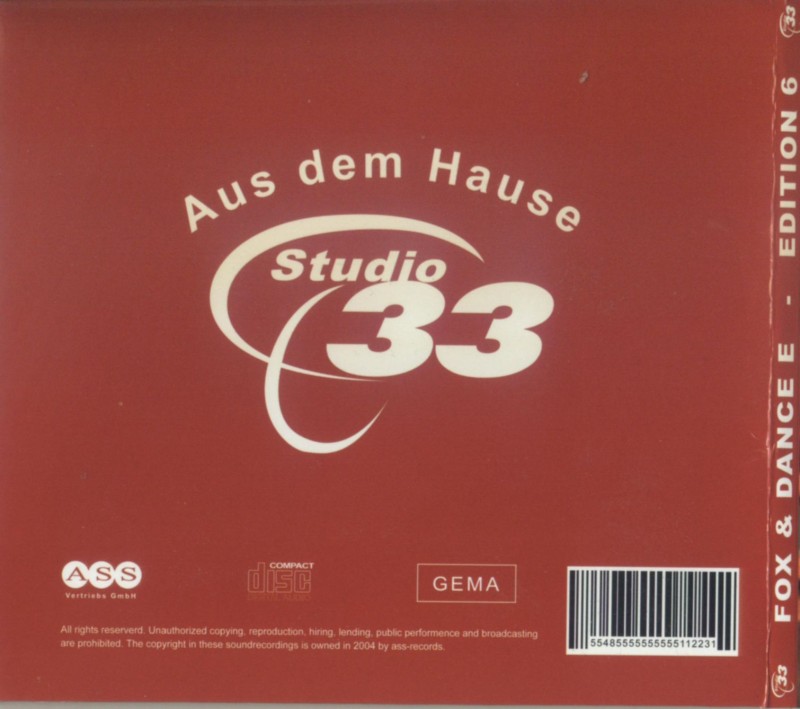 Studio 33 Fox and Dance 06th Edition Back
