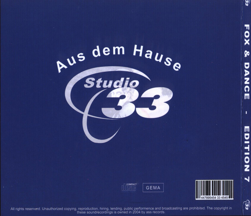 Studio 33 Fox and Dance 07th Edition Back