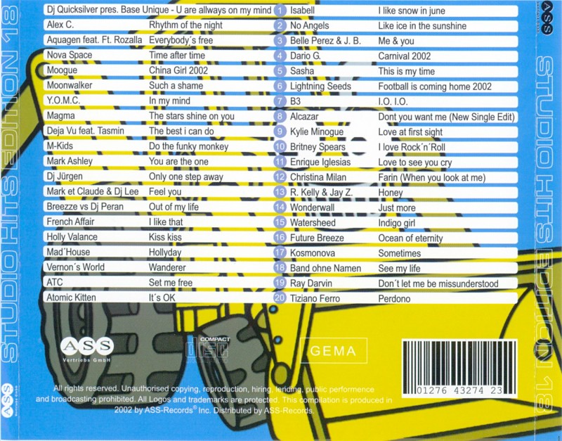 Studio 33 Hits Edition No 18 Back