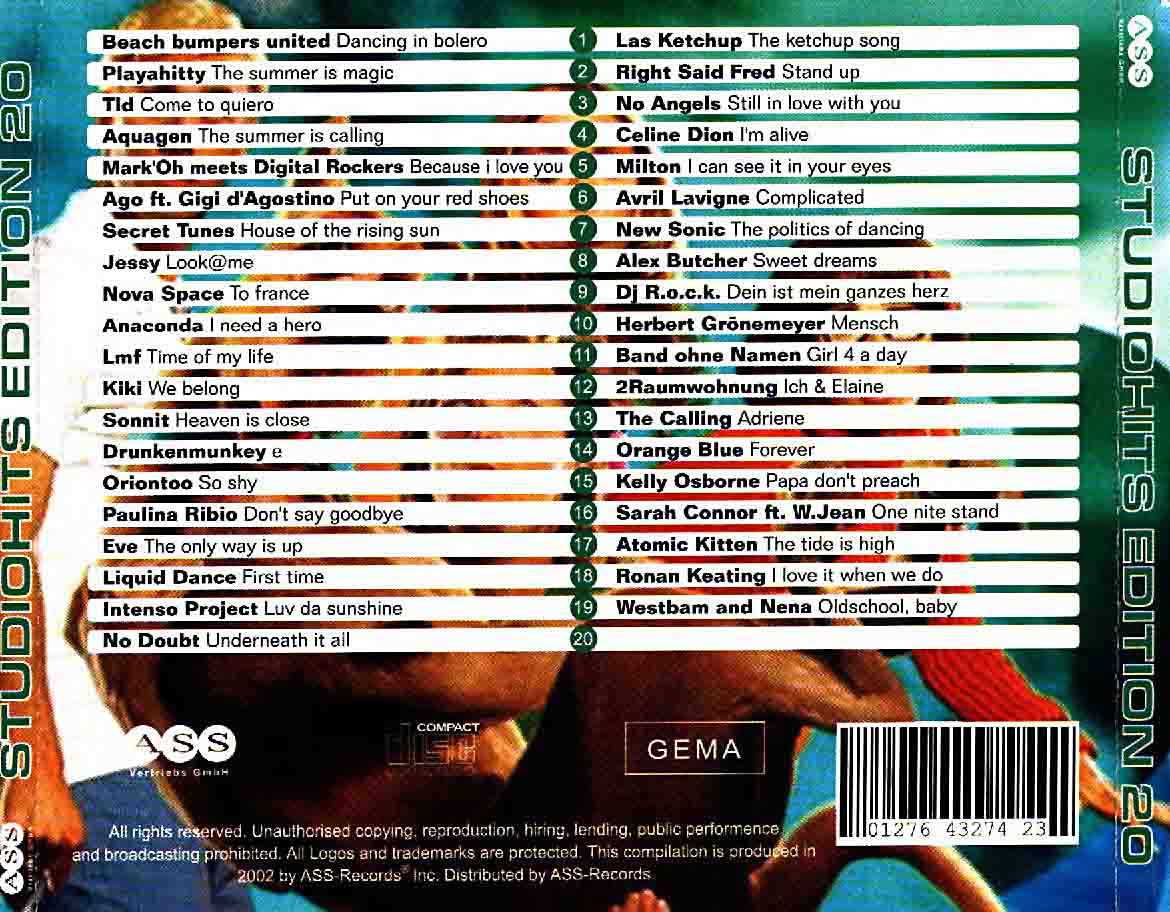 Studio 33 Hits Edition No 20 Back