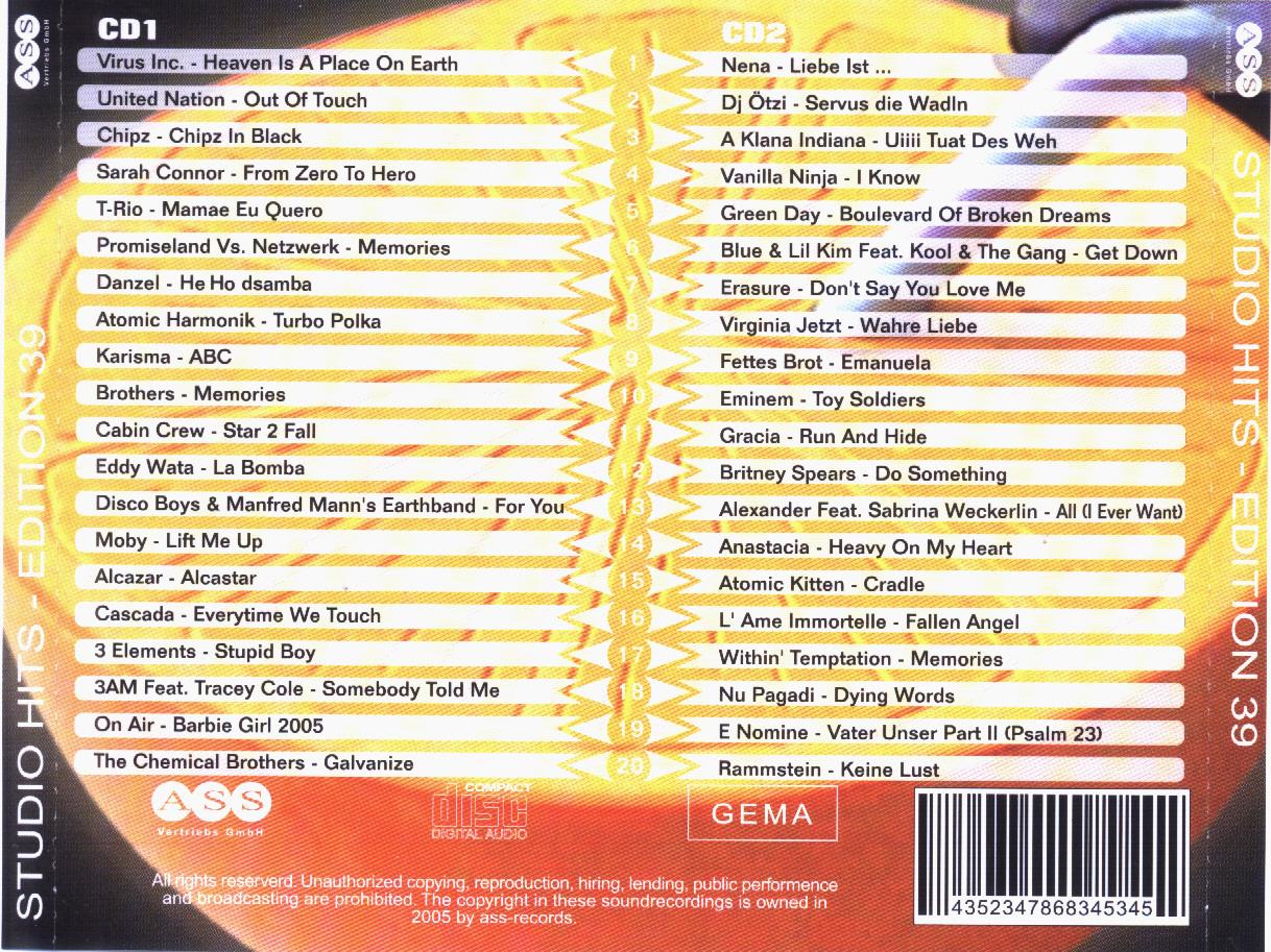 Studio 33 Hits Edition No 39 Back