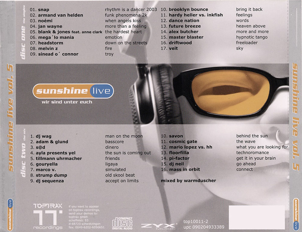 Sunshine Live Vol 05 Back