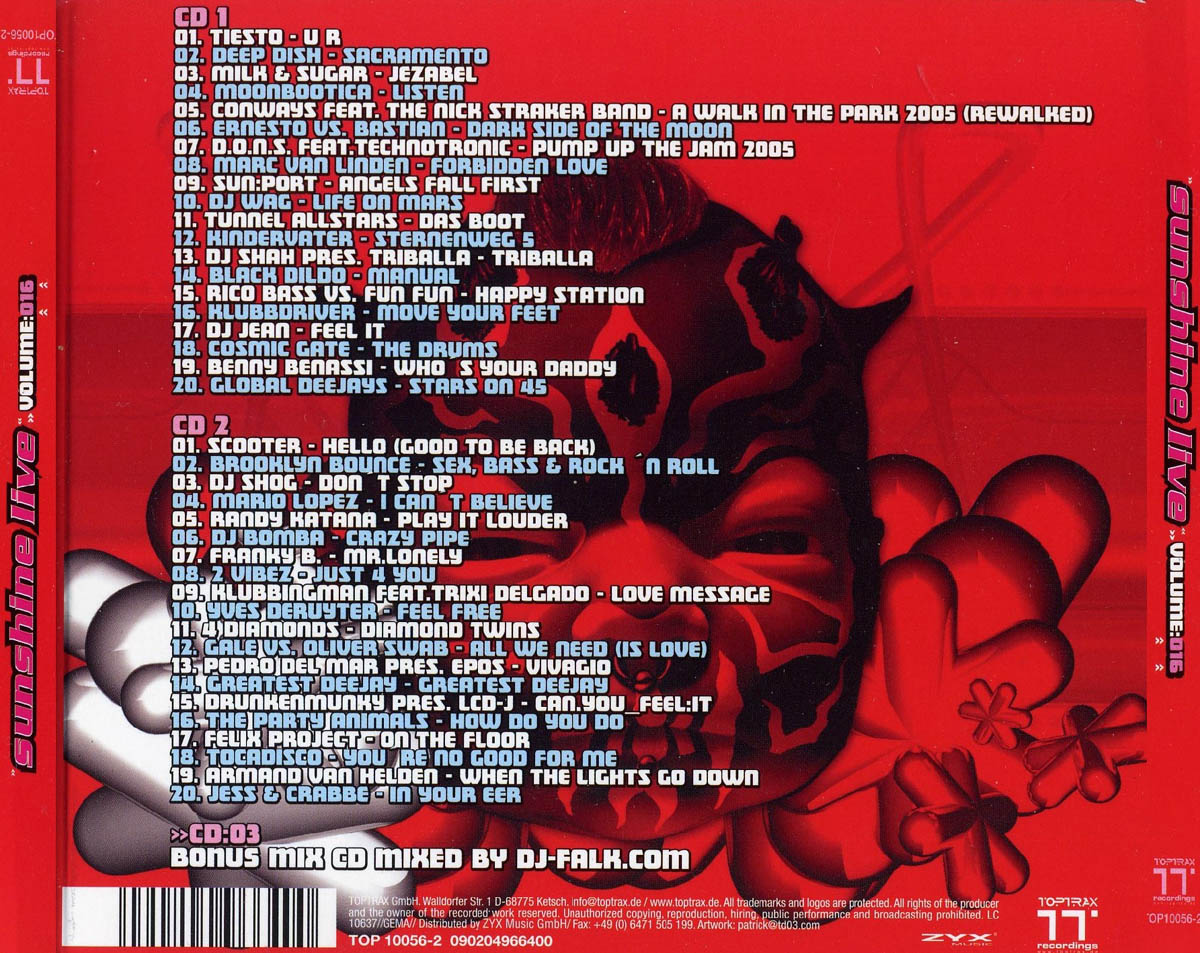 Sunshine Live Vol 16 Back