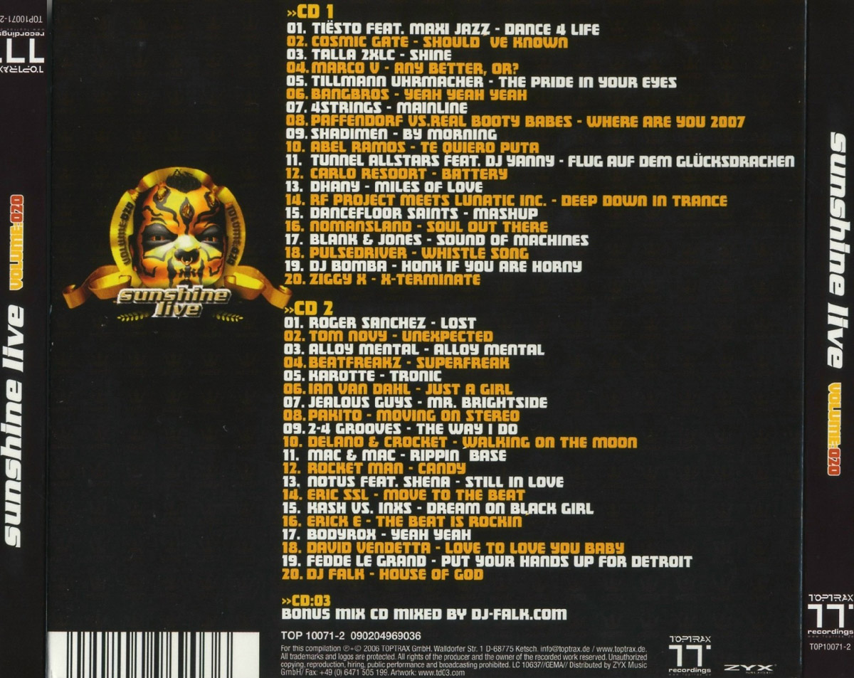 Sunshine Live Vol 20 Back