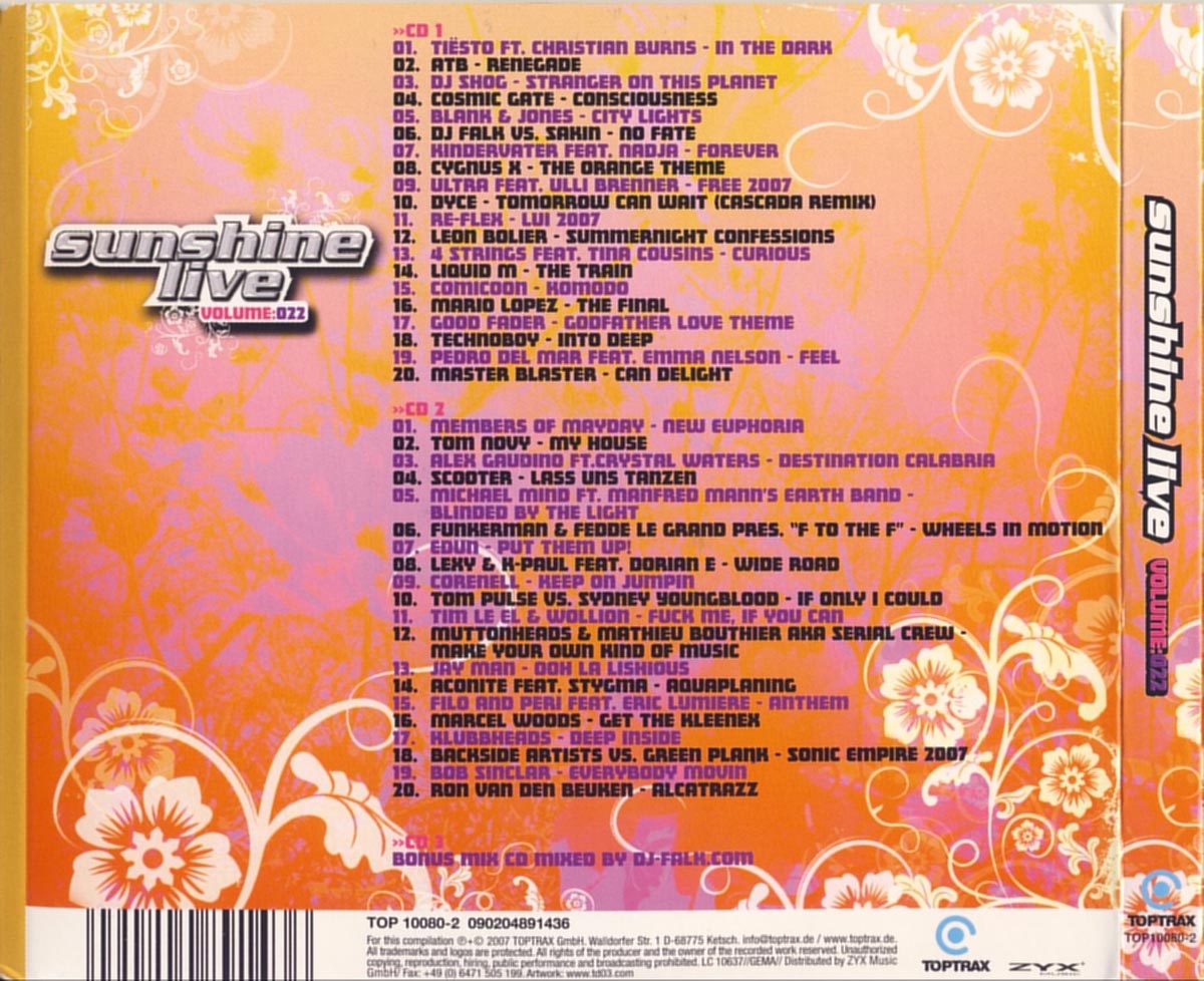 Sunshine Live Vol 22 Back