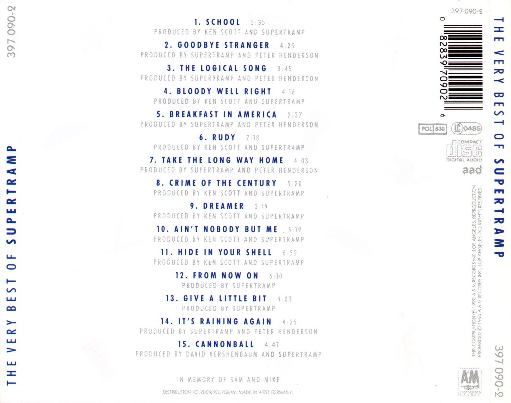 Supertramp  Best Of back