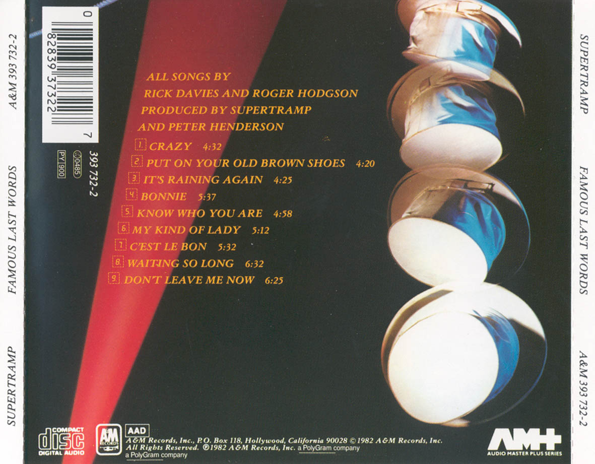 Supertramp  Famous Last Words back 