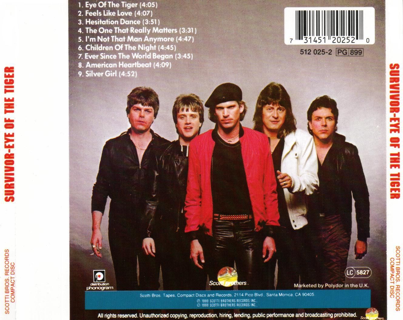 Survivor  Eye Of The Tiger back 