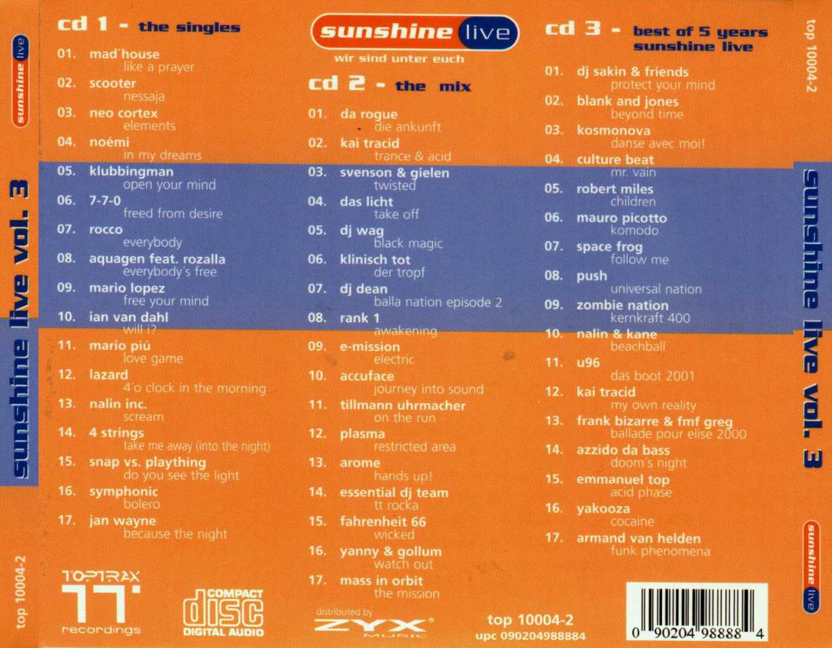 sunshine live  vol03 Back