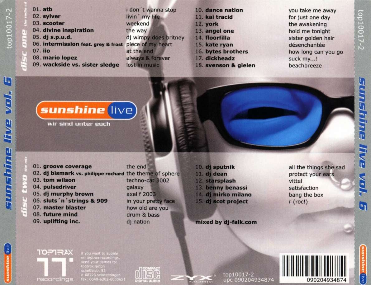 sunshinelive vol6 back