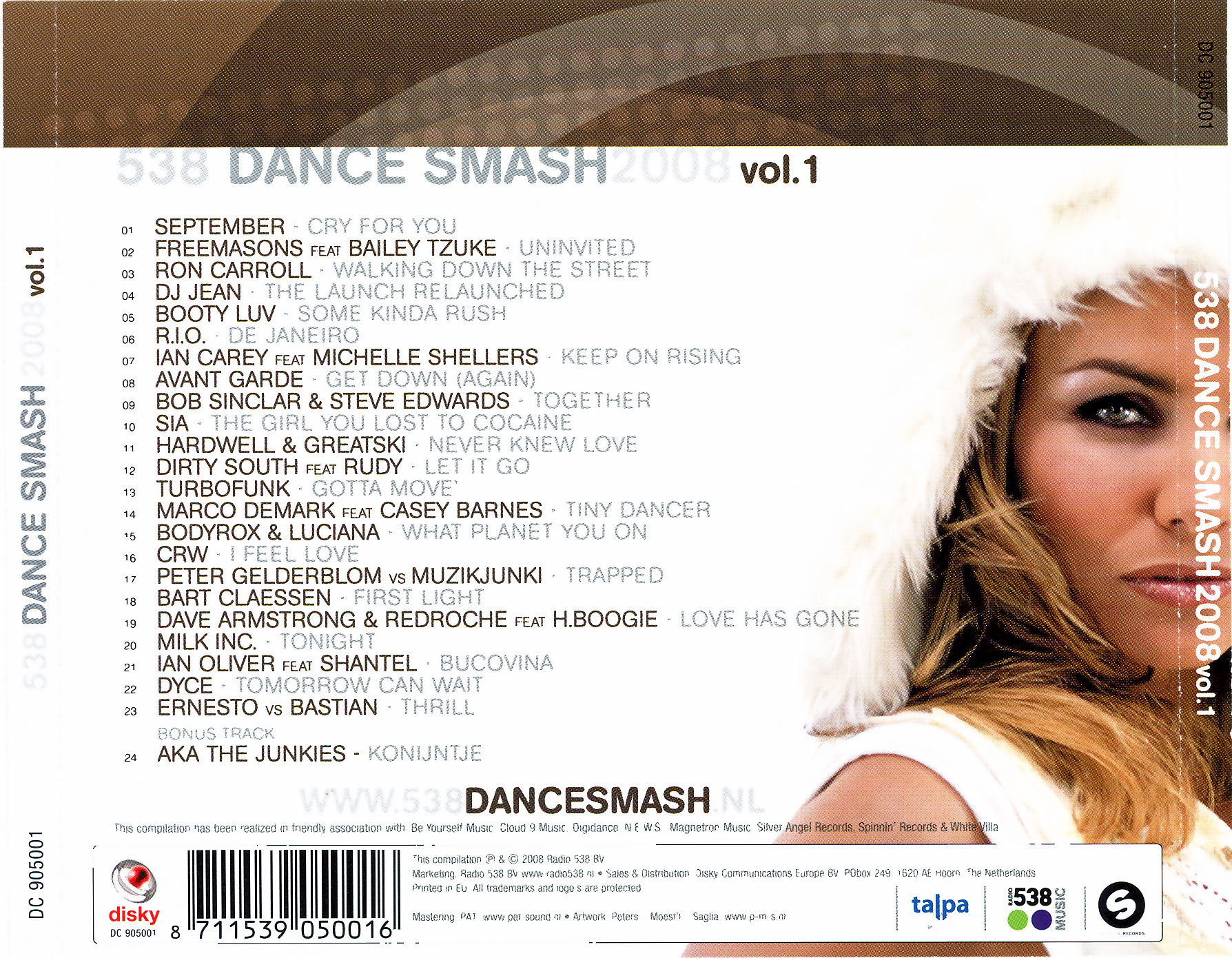 VA  538 Dance Smash 2008 Vol 1 back 
