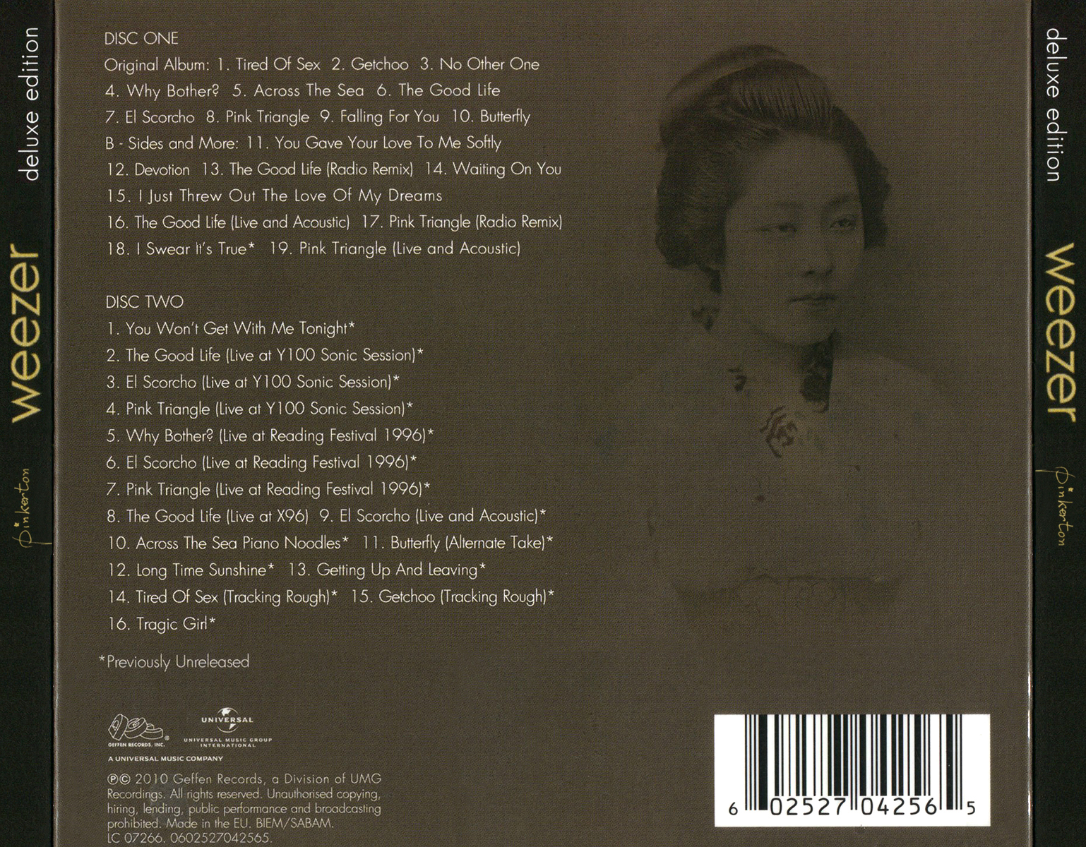 Weezer  Pinkerton Deluxe Edition back 